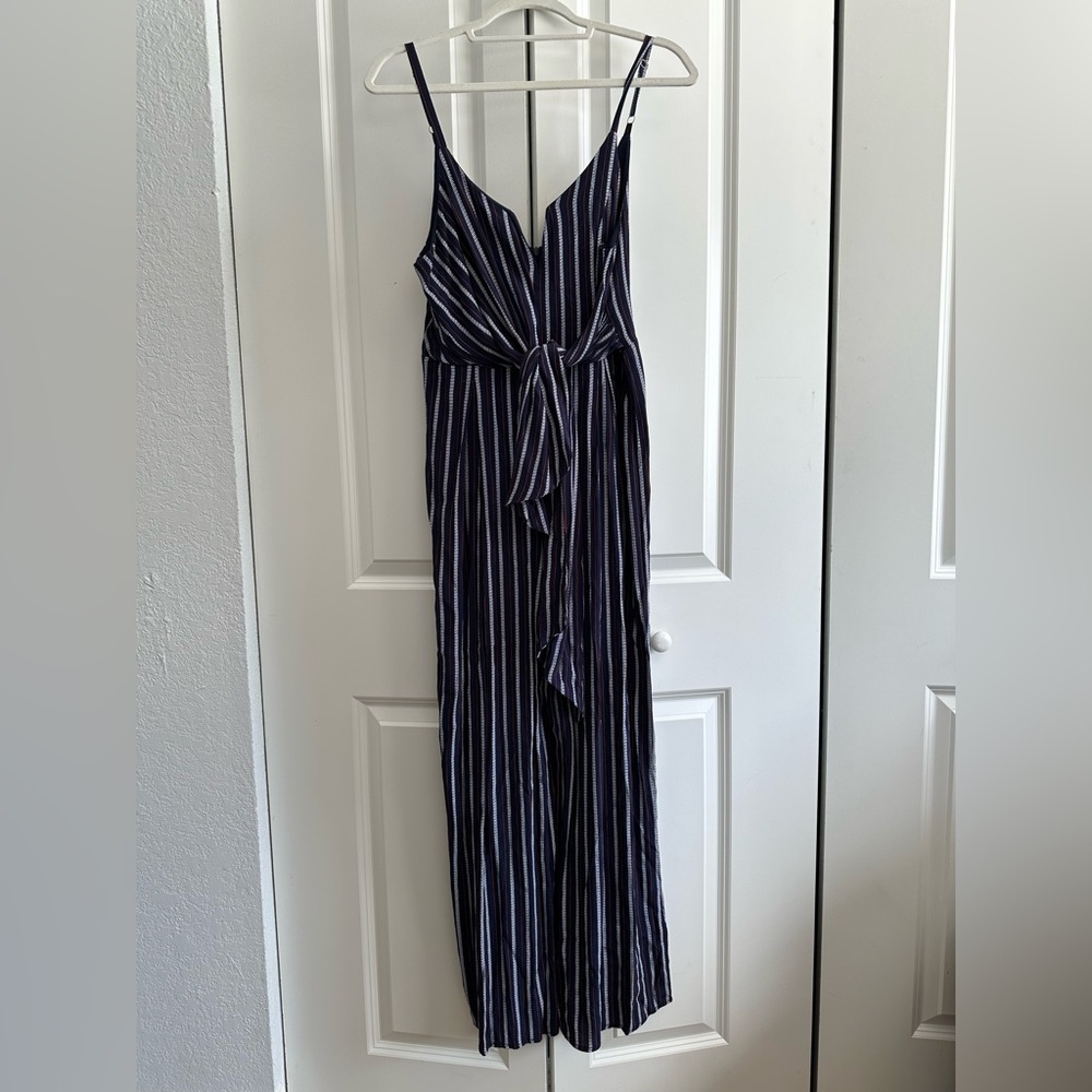 BLUE BLUSH Navy and White Striped Jumpsuit
